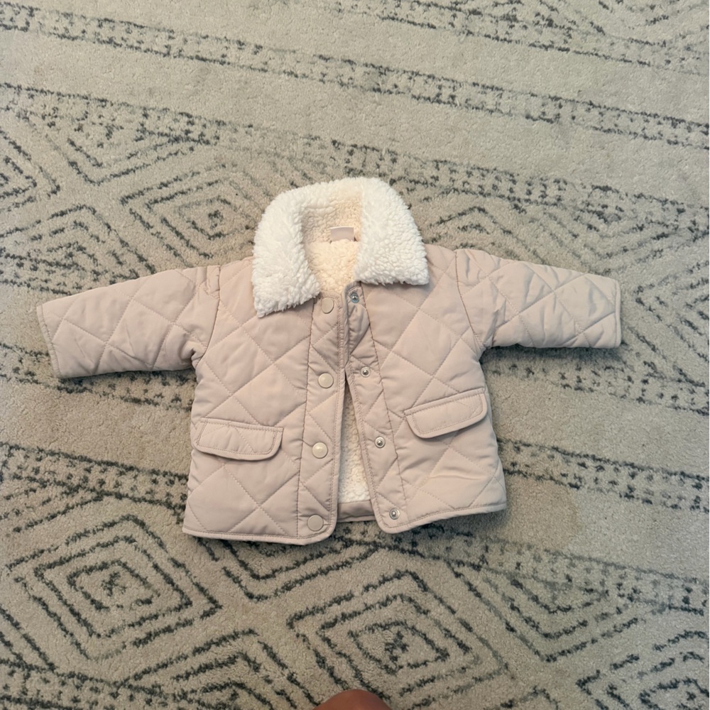 Nordstrom Cream Quilted Sherpa-Lined Kids Jacket